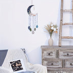 Dreamcatcher Moon Suncatcher Wall Hanging, Handmade Boho Wind Chime Pendant for Indoor Outdoor Garden