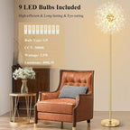 Crystal Floor Lamp Living Room 69 Inch Modern Standing Lamp, 738pcs K9 Crystals, 9 LED Bulbs, Antique Brass & Gold Finish