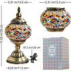 Table Lamp with Mosaic Glass Globe, Metal Base, Seven Color or Pack Options and Three White-Light Modes