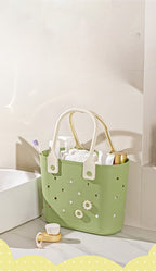 Portable Drain Storage Basket with Plastic Frame and Soft Bottom in Three Color Options for Home or Travel