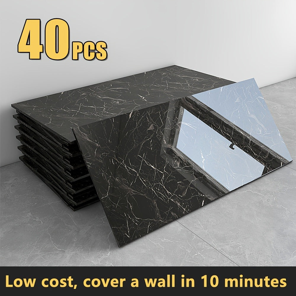 Peel and Stick Wall Panels Marble Pattern Self-Adhesive PVC Wall Tiles Backsplash Stickers for Entryways, Bedrooms and Living Spaces