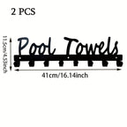 Outdoor Pool Towel Rack Wall Mounted 8 Hooks, Towel Hanger for Bathrobes Towels Clothes, Patio Backyard Spa Pool Area Decor Organizer