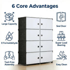 Storage Cabinet Modular Magnetic-Door Organizer with Three or Four Tiers and Two Capacity Options