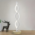 Table Lamp with Spiral LED Wave, Three Color Temperatures, USB Power and One, Two or Wood-Base Options