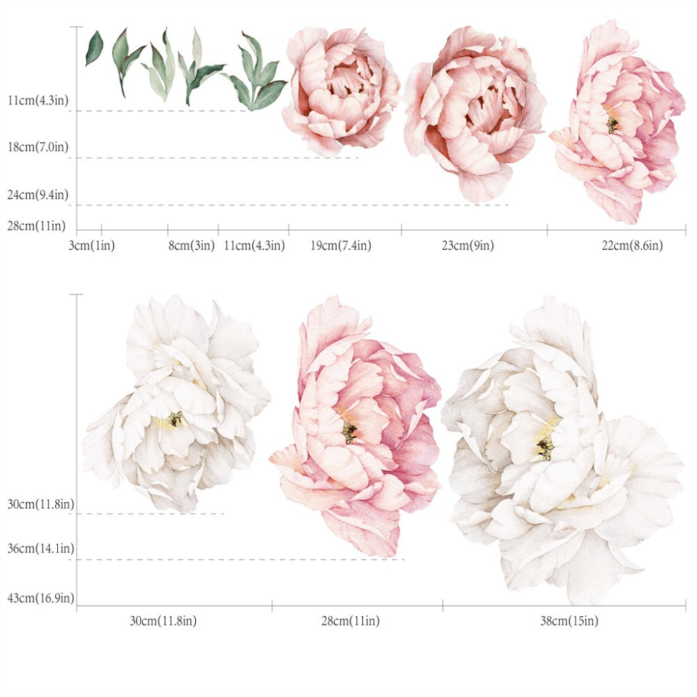 Peony Flower Window Glass Sticker – Anti-Collision Waterproof Decorative Glass Film, European Floral Wall & Window Decal for Home Decor, 17.7 x 47.2 Inches (2 Styles)