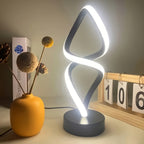 Spiral LED Table Lamp with Dimmable Push-Button Control, Modern Metal Base and Six Black or White Configuration Options
