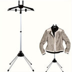 Telescopic Garment Drying Stand with Three Rotating Hanger Arms, Adjustable Height and Gray or Black Finish
