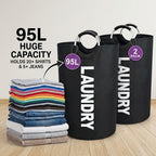 Tall 95L Laundry Basket Set with 14.96 x 31.1-Inch Fabric Bins in Single Gray or Two-Piece Color Options