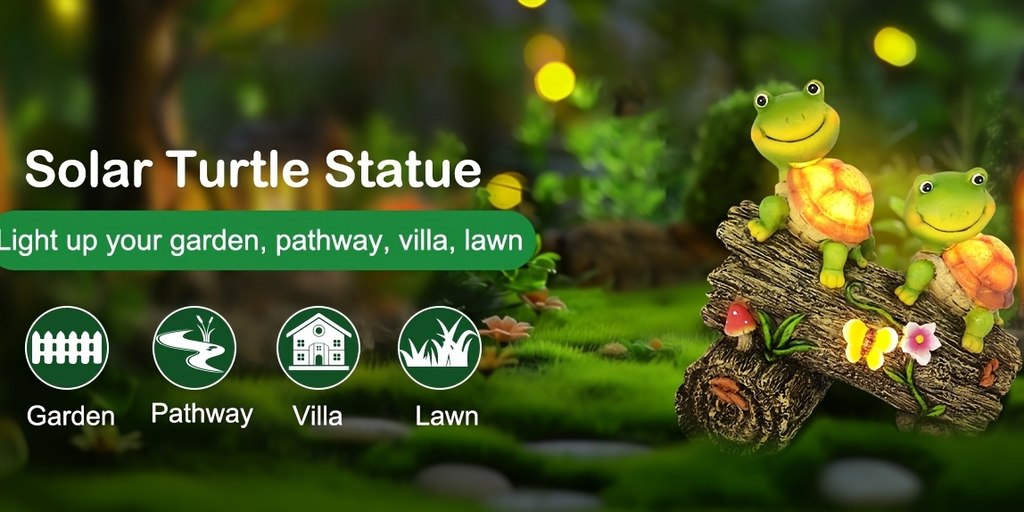 Solar Garden Turtle Statue with 4 LED Lights IP44 Waterproof Resin Frog Face Turtle Figurine Outdoor Decor for Patio Lawn Yard Holiday Festival