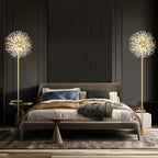 Crystal Floor Lamp Living Room 69 Inch Modern Standing Lamp, 738pcs K9 Crystals, 9 LED Bulbs, Antique Brass & Gold Finish