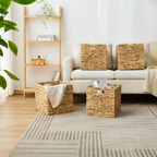 Water Hyacinth Storage Baskets with Seagrass and Paper Rope Options in 2- or 4-Pack Cube Sizes