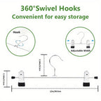Pants Hangers with Clips 30-Pack – Adjustable Metal Skirt Hangers with 360° Rotatable Clips for Jeans, Trousers, Skirts, Dresses & Ties – Stainless Steel Closet Organizer Hangers