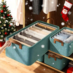 Foldable Fabric Storage Bins with Clear Top Lids and Handles in Four- or Six-Piece Color Sets