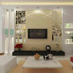 Silver Acrylic Mirror Tree Wall Decal with Branch and Leaf Pieces for a 39.4 x 11.02 in Layout
