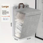 Wall Mounted Laundry Hamper Foldable Oxford Cloth with Lid | Space Saving Clothes Storage Basket for Bedroom Bathroom Living Room | Large 22x15 Inch Multi-Purpose Organizer Gray