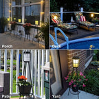 Solar Floor Lamp with Metal Plant Stand 36 Inch Outdoor Solar Light Flower Shelf for Patio Deck Yard Garden Outdoor Decor Gift Set of 2