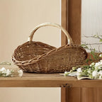 Seagrass Wicker Storage Basket with Handles, Handwoven Oval Farmhouse Organizer in Single-Piece Format