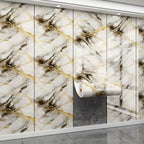 3D Marble Peel and Stick Wall Tile Stickers Self Adhesive Removable Wallpaper Roll for Kitchen Backsplash Bathroom Living Room Bedroom Wall Decor Glitter Glam Glossy Finish