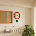Red Grid Wall Clock