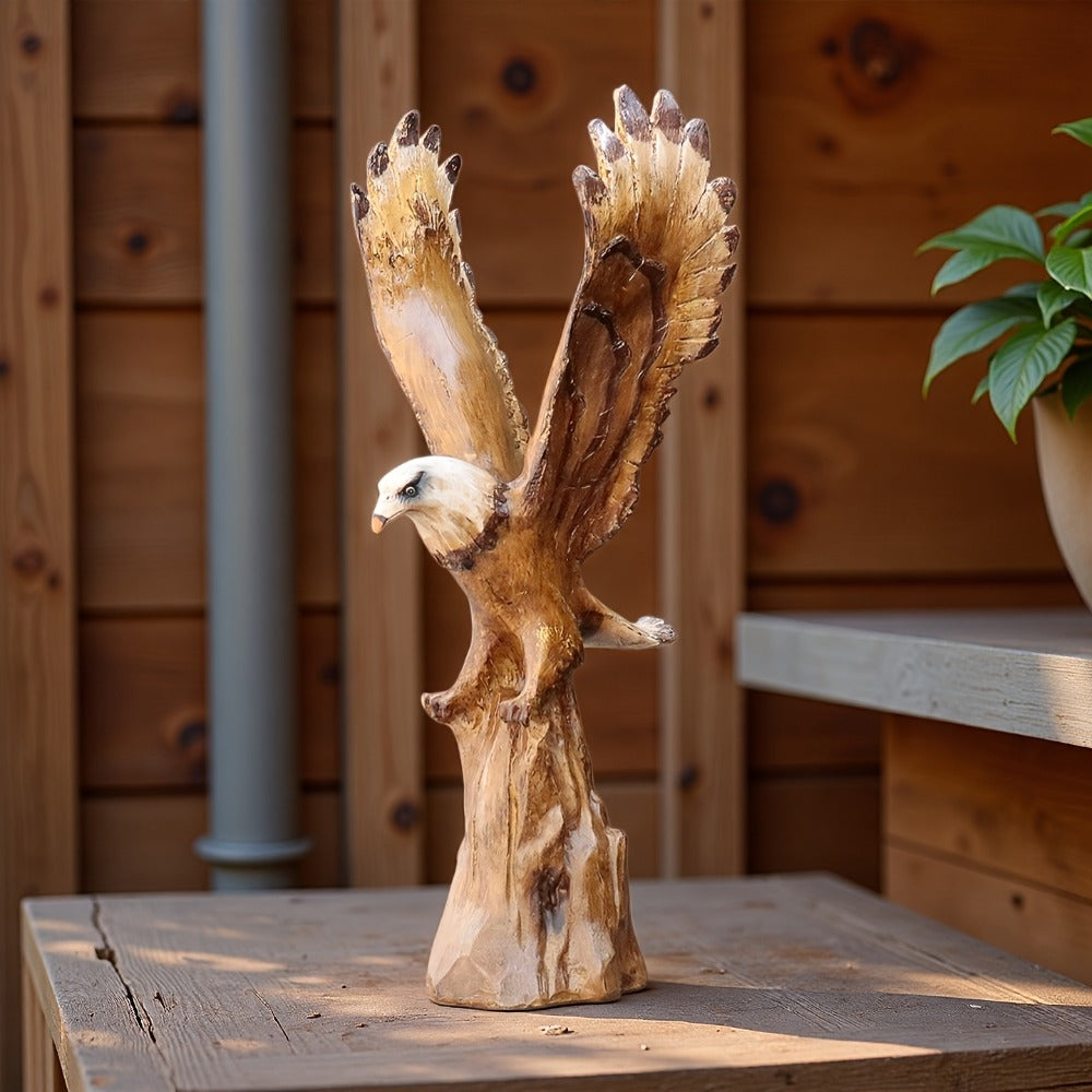 Eagle Statue 15.5-Inch Lifelike Resin Sculpture, Majestic Bald Eagle Figurine for Outdoor Garden, Patio, Yard & Indoor Home Decor — Classic Wildlife Art Accent, Housewarming & Holiday Gift