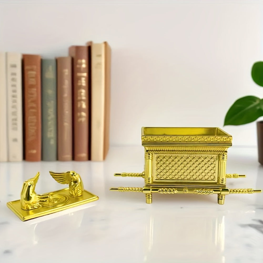 Ark of the Covenant Figurine – Golden Artisan Tabletop Statue, Spiritual Religious Decor for Home & Office, Hanukkah, Easter & Ramadan Gift Ornament, Indoor Outdoor Display, Medium & Large