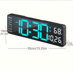 Large Digital Wall Clock 16 Inch LED Color Display, Smart Auto-Dimming 10-Level Brightness, Time Temperature Humidity Monitor