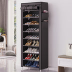 Shoe Cabinet, Furn Mivo Tall Gray Fabric-Cover Organizer with 7-Layer and 9-Layer Configurations