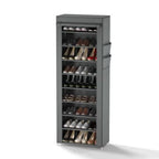 Shoe Cabinet, Furn Mivo Tall Gray Fabric-Cover Organizer with 7-Layer and 9-Layer Configurations