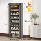 Shoe Cabinet, Furn Mivo Tall Gray Fabric-Cover Organizer with 7-Layer and 9-Layer Configurations