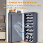 Shoe Cabinet, Furn Mivo Tall Gray Fabric-Cover Organizer with 7-Layer and 9-Layer Configurations