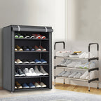 Shoe Cabinet, Furn Mivo Tall Gray Fabric-Cover Organizer with 7-Layer and 9-Layer Configurations