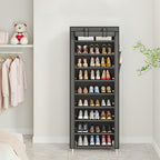 Shoe Cabinet, Furn Mivo Tall Gray Fabric-Cover Organizer with 7-Layer and 9-Layer Configurations