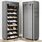 Shoe Cabinet, Furn Mivo Tall Gray Fabric-Cover Organizer with 7-Layer and 9-Layer Configurations