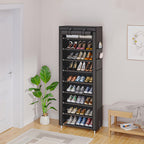 Shoe Cabinet, Furn Mivo Tall Gray Fabric-Cover Organizer with 7-Layer and 9-Layer Configurations