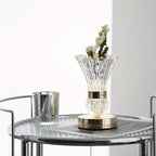 Table Lamp with Crystal Vase Shade, Touch Dimming, USB Rechargeable Power and One or Two-Lamp Options