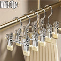 Metal Clamp Clothes Hangers, 10-Piece Set in White, Gray or Black with Twin Clips for Pants, Skirts or Boots