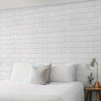 3D Foam Brick Wall Stickers 100pcs Self Adhesive Waterproof Peel and Stick Wallpaper Panels for Bedroom Living Room Bathroom Kitchen Home Decor White