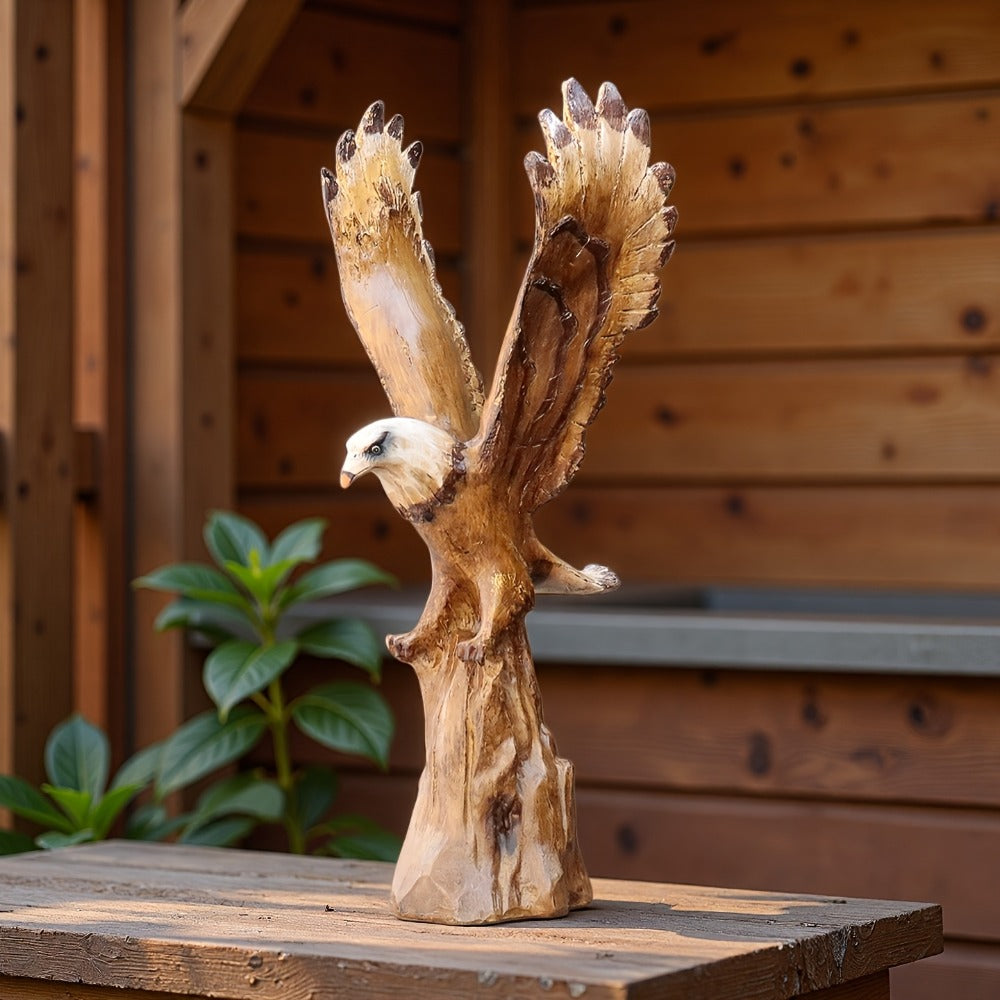 Eagle Statue 15.5-Inch Lifelike Resin Sculpture, Majestic Bald Eagle Figurine for Outdoor Garden, Patio, Yard & Indoor Home Decor — Classic Wildlife Art Accent, Housewarming & Holiday Gift