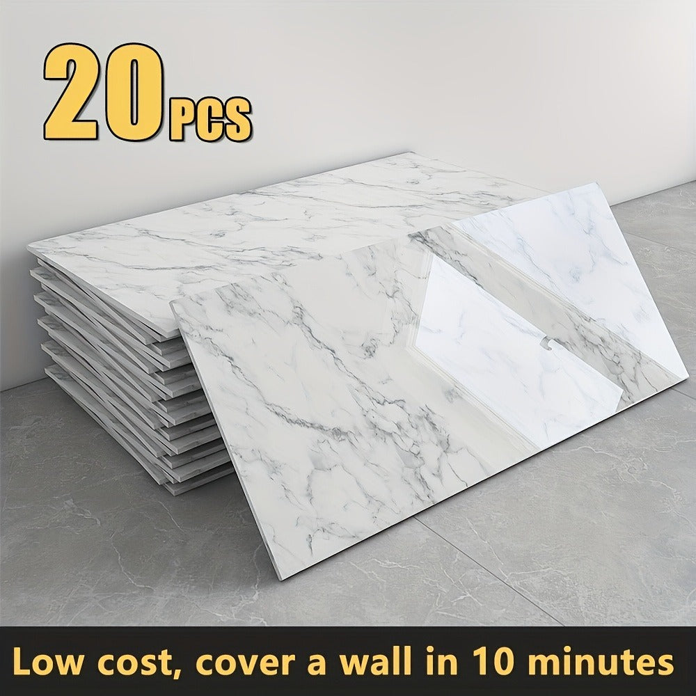 Peel and Stick Wall Panels Marble Pattern Self-Adhesive PVC Wall Tiles Backsplash Stickers for Entryways, Bedrooms and Living Spaces