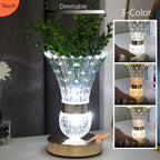 Table Lamp with Crystal Vase Shade, Touch Dimming, USB Rechargeable Power and One or Two-Lamp Options