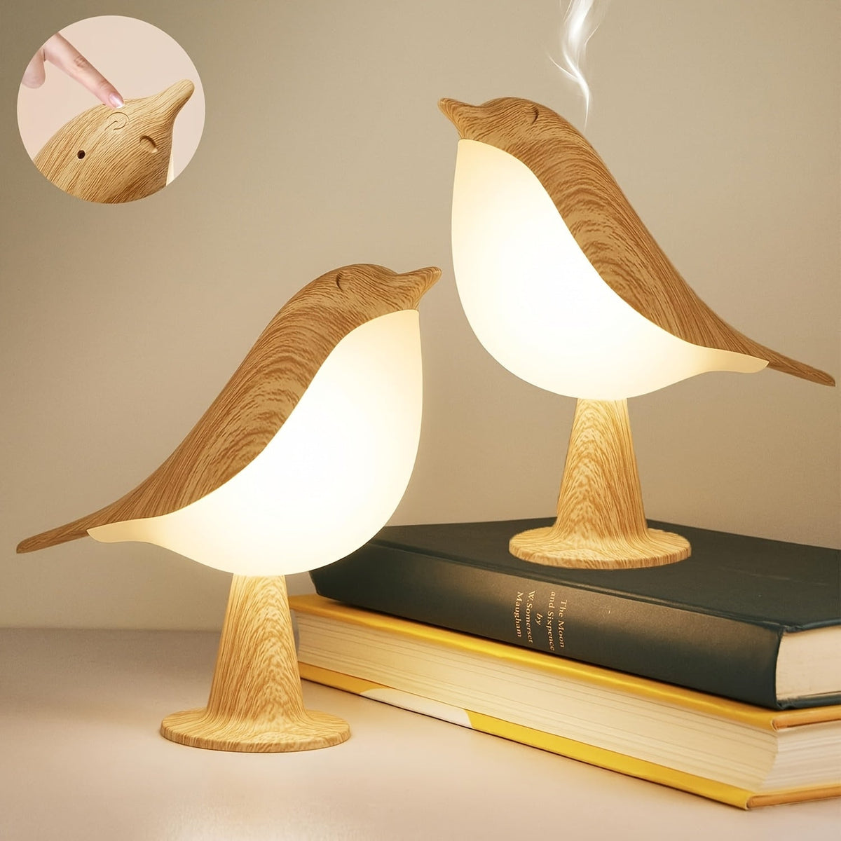 Magpie Bird Desk Lamp 2 Pack 16 Color Dimmable Cordless Night Light USB Charging Touch for Entryways, Bedrooms and Living Spaces