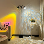 Black Dual-Head Floor Projector Lamp with Two Adjustable Spot Heads, Remote and Color Discs