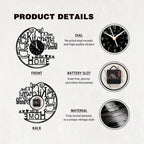 Coffee-Themed Vinyl Record Wall Clock with Cutout Lettering and Standard or LED Light Configuration