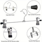 Pants Hangers with Clips 30-Pack – Adjustable Metal Skirt Hangers with 360° Rotatable Clips for Jeans, Trousers, Skirts, Dresses & Ties – Stainless Steel Closet Organizer Hangers