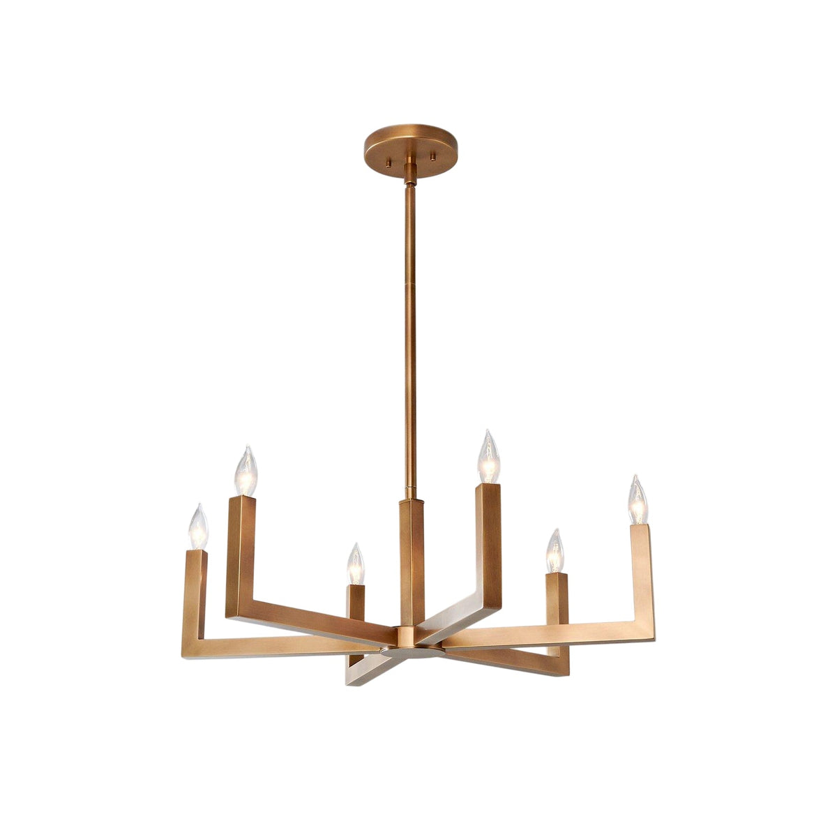 Eliza 6-Light Brass Chandelier, minimalist style, suitable for residential dining room and foyer