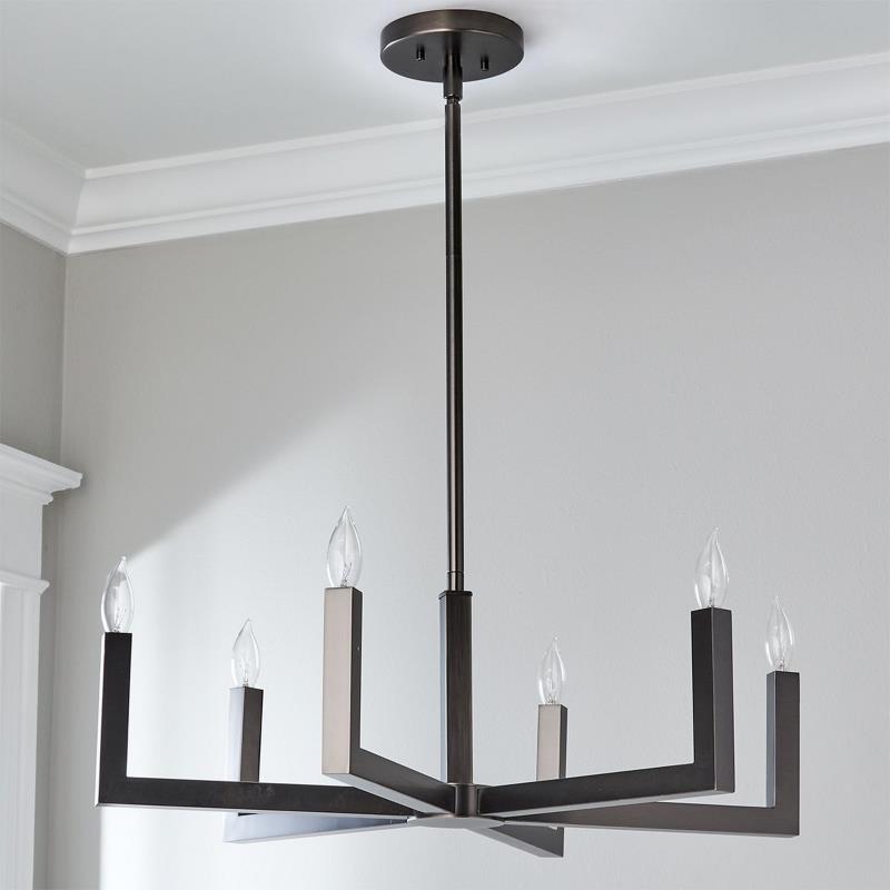 Eliza 6-Light Brass Chandelier, minimalist style, suitable for residential dining room and foyer