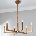 Eliza 6-Light Brass Chandelier, minimalist style, suitable for residential dining room and foyer