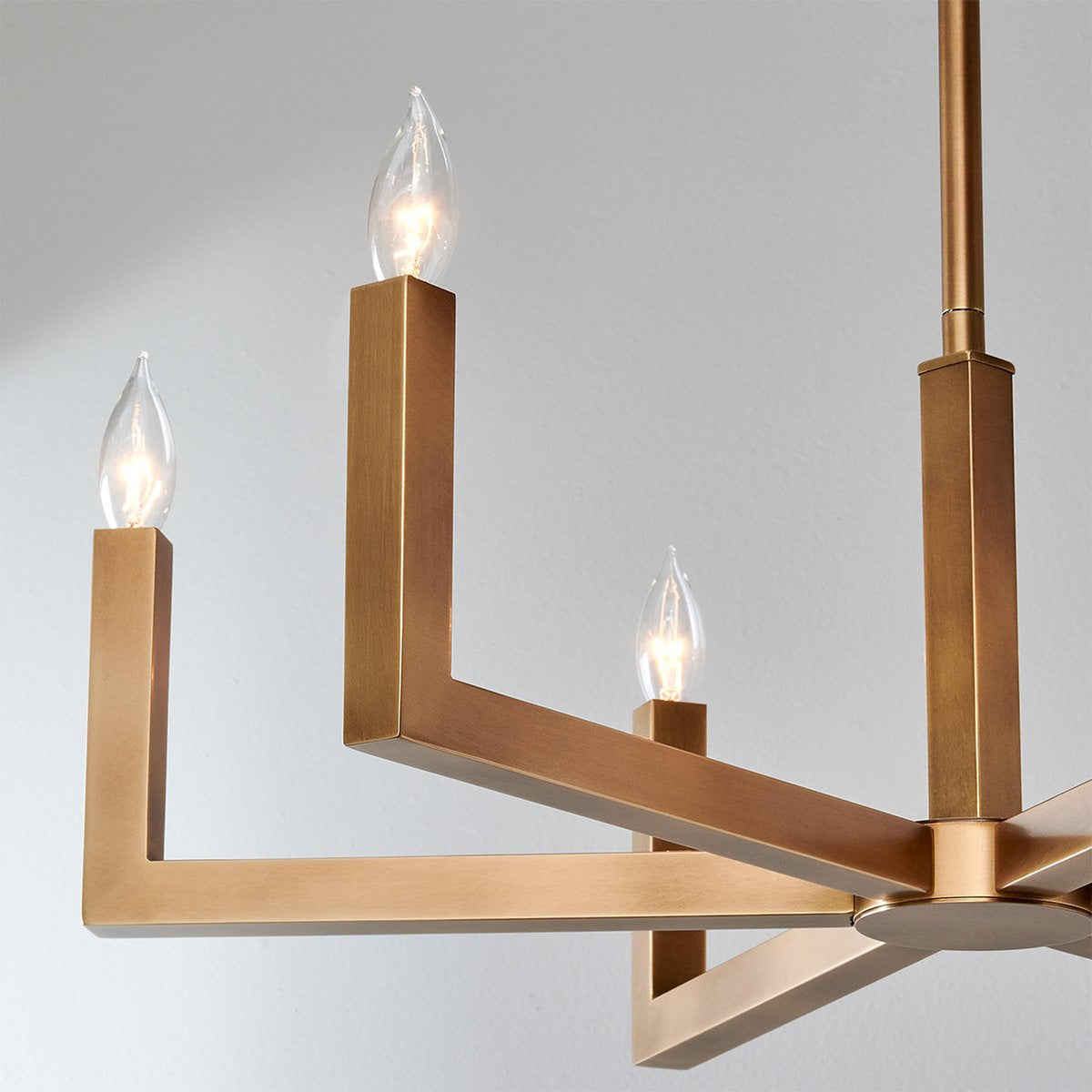 Eliza 6-Light Brass Chandelier, minimalist style, suitable for residential dining room and foyer