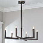 Eliza 6-Light Brass Chandelier, minimalist style, suitable for residential dining room and foyer