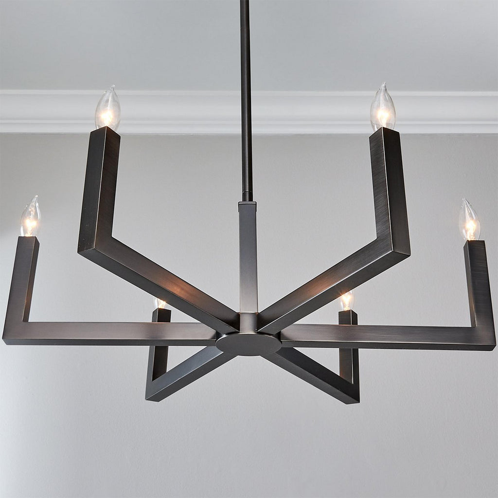 Eliza 6-Light Brass Chandelier, minimalist style, suitable for residential dining room and foyer